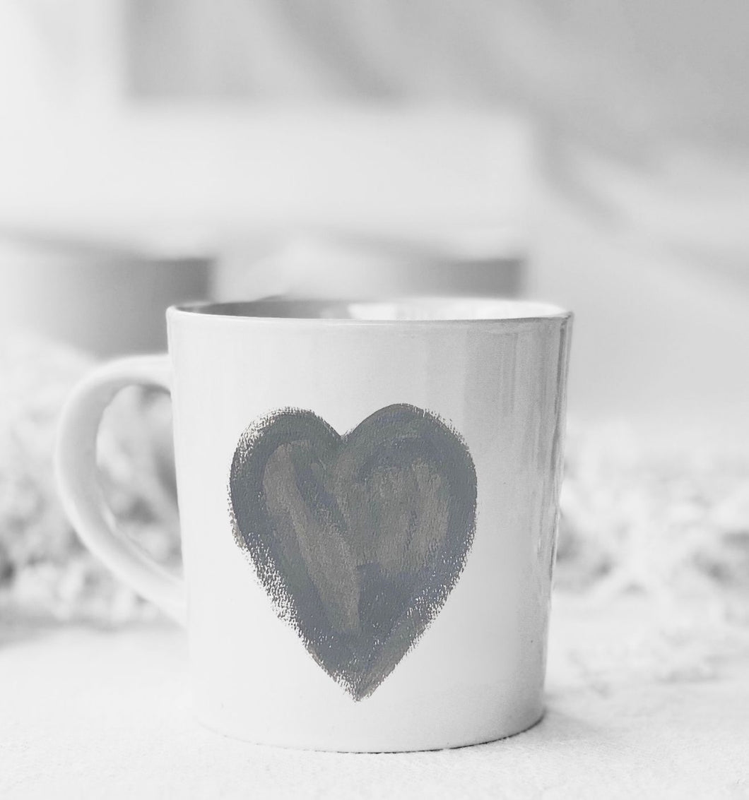 Bungalow Mug - HAND PAINTED HEART COFFEE MUG